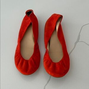 J. Crew Red-Orange Suede Flats - size 8